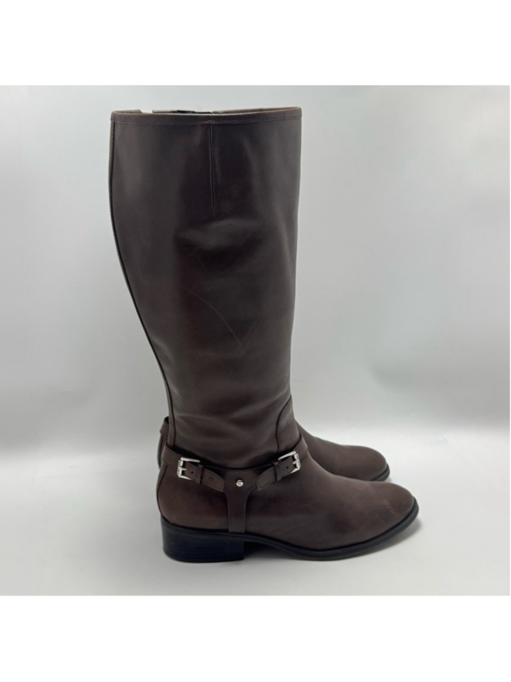 Lauren Ralph Lauren Marion Brown Wide Calf Leather Knee High Riding Boots Sz 11B